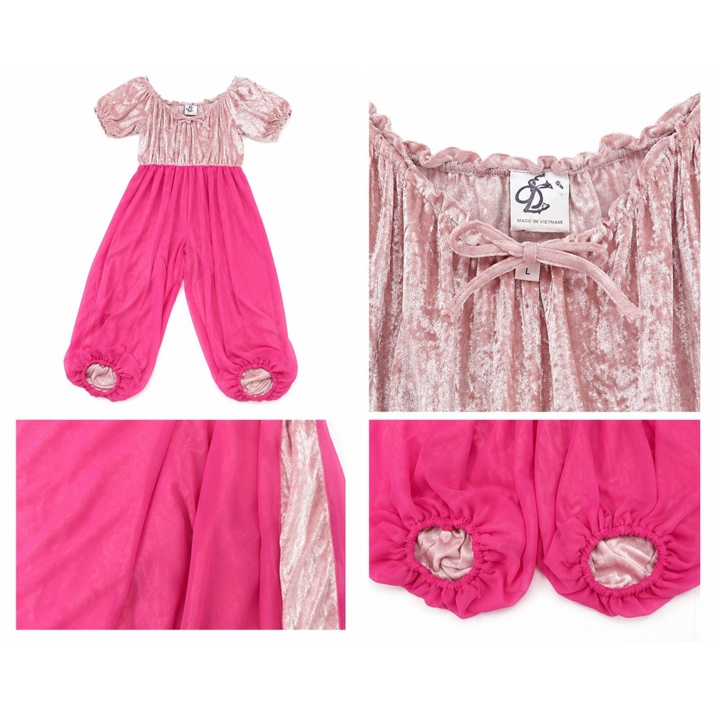 Dreamgirl Jumpsuit Womens Large Velvet Harem Genie Costume Hot Pink Blush